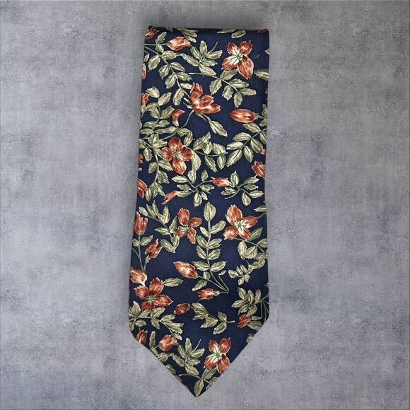 Oscar de la Renta Men's Blue Floral Print Designer Necktie Classic Length - Picture 1 of 4